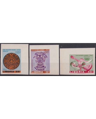 F-EX49271 LIBERIA MNH 1968 OLYMPIC GAMES IMPERFORATED ARCHEOLOGY