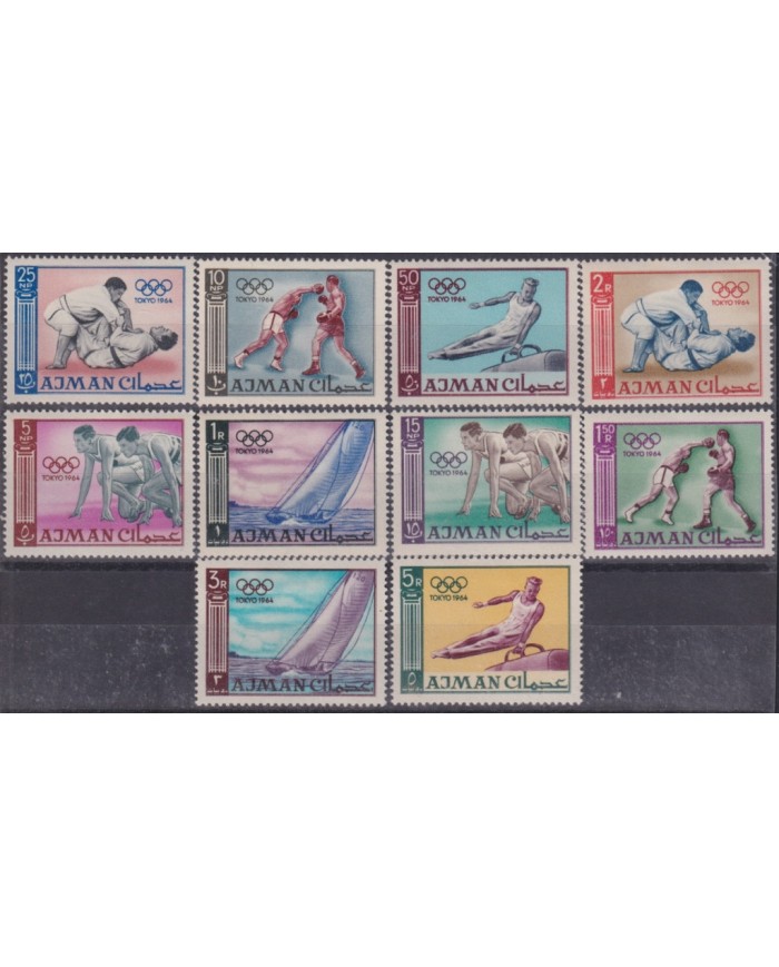 F-EX49278 SAUDI SOUTH ARABIA AJMAN MH 1964 OLYMPIC GAMES BOXING JUDO ATHLETISM.