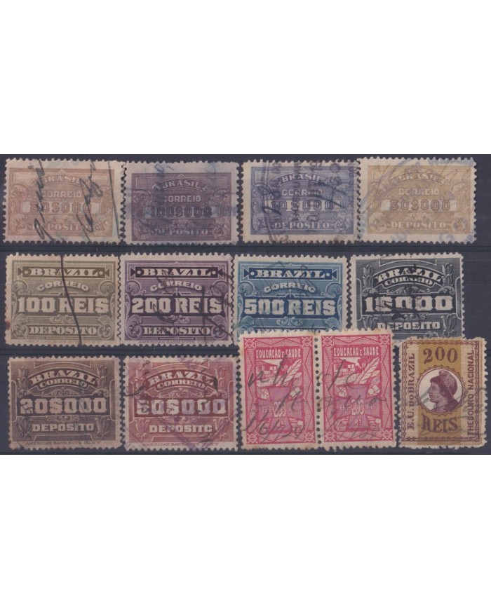 F-EX28951 BRAZIL BRASIL S.XX REVENUE STAMPS LOT ALL DIFFERETS TREASURE DEPOSIT.
