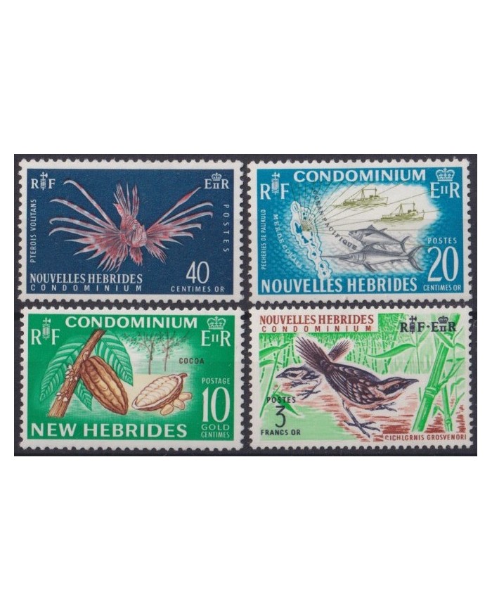 F-EX38868 NEW HEBRIDES MNH 1965 FAUNA COCOA BIRD FISH AVES PAJAROS LOT.