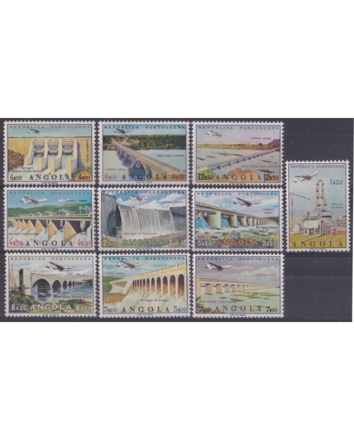 F-EX43565 ANGOLA 1965 MH AIRPORT AIR MAIL SERVICE BRIDGE OIL