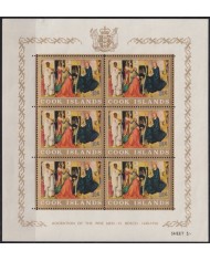 F-EX48131 COOK IS 1966 MNH FRA ANGELICO ART CHRISTMAS NAVIDADES SHEET.