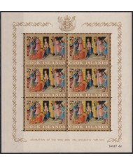 F-EX48131 COOK IS 1966 MNH FRA ANGELICO ART CHRISTMAS NAVIDADES SHEET.