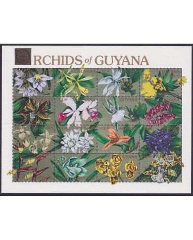 F-EX49044 GUYANA MNH 1990 FLOWER FLORES ORQUIDEAS ORCHID COMPLETE SHEET.