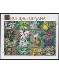 F-EX49044 GUYANA MNH 1990 FLOWER FLORES ORQUIDEAS ORCHID COMPLETE SHEET.