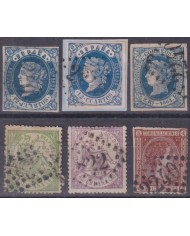 Z464 SPAIN FRANCE NUMBER CANCEL STAMPS LOT. ISABEL II- ALFONSO XII.