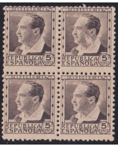 Z468 ESPAÑA SPAIN 1938 MNH 5c FRANCISCO PI Y MARGAL ENGRAVING ERROR BLOCK 4