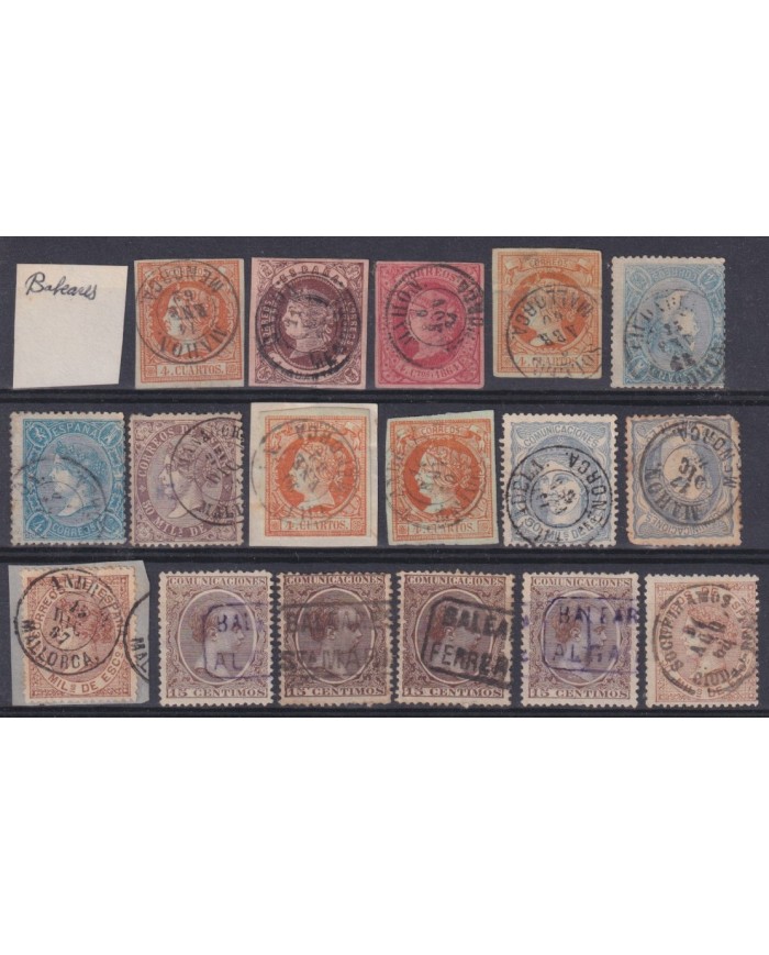 Z474 ESPAÑA SPAIN RARE CANCEL BALEARES MALLORCA MENORCA MAHON STAMPS LOT.