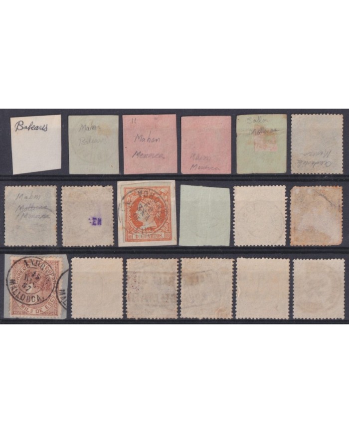 Z474 ESPAÑA SPAIN RARE CANCEL BALEARES MALLORCA MENORCA MAHON STAMPS LOT.