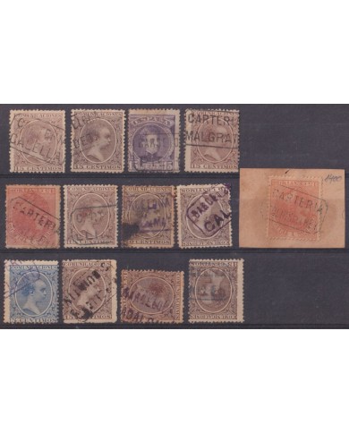 Z483 ESPAÑA SPAIN RARE CARTERIAS CANCEL STAMPS LOT CALELLA MALGRAT.