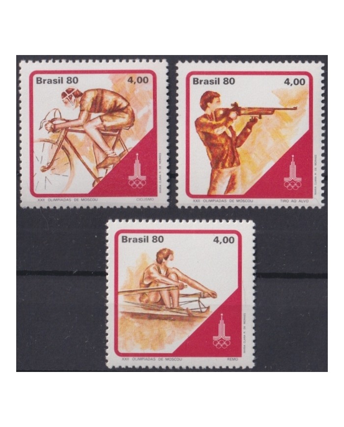 F-EX50074 BRASIL BRAZIL MNH 1980 MOSCOW OLYMPIC GAMES CICLING SHOOTING ROWS.