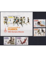 F-EX50094 DOMINICA MNH 1980 OLYMPIC GAMES MOSCOW ATHLETISM BASKETBALL SWIMING.