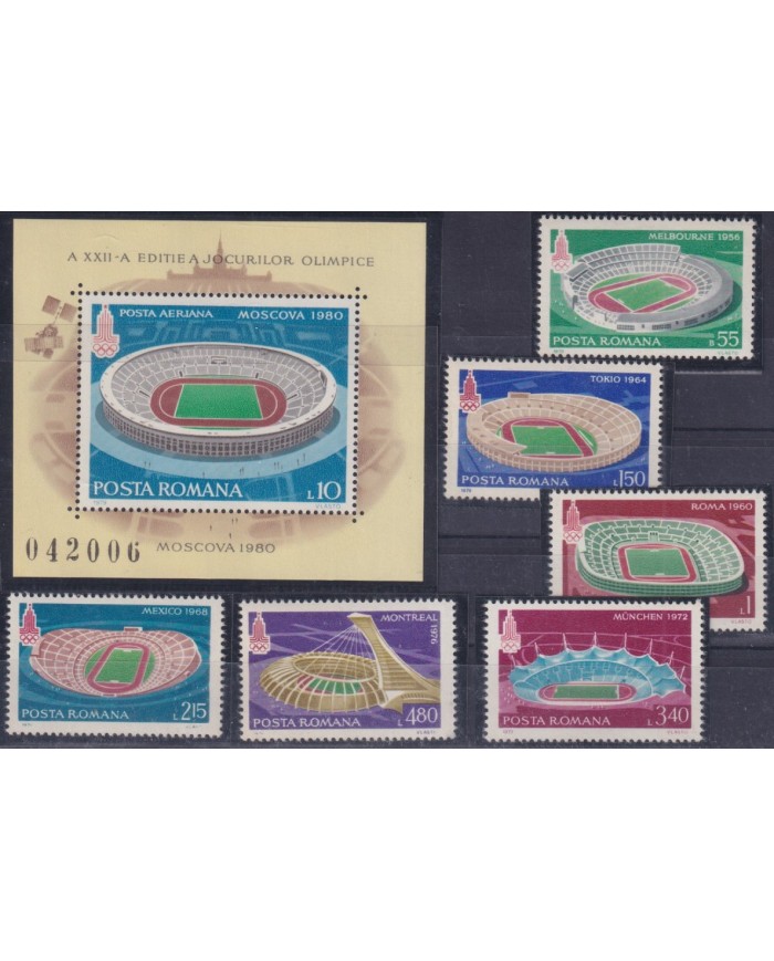 F-EX50111 RUMANIA MNH 1980 OLYMPIC GAMES MOSCOW STADIUM.
