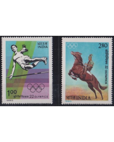 F-EX50113 INDIA MNH 1980 OLYMPIC GAMES MOSCOW ATHLETISM EQUESTRIAN.