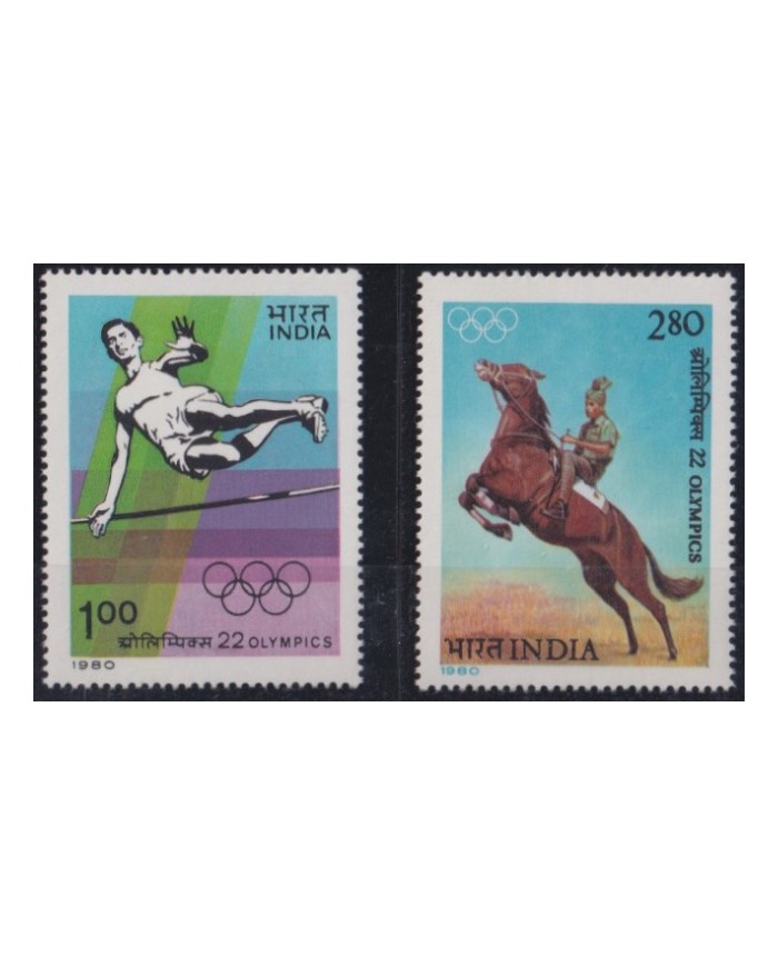 F-EX50113 INDIA MNH 1980 OLYMPIC GAMES MOSCOW ATHLETISM EQUESTRIAN.