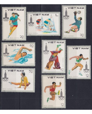 F-EX50124 VIETNAM MNH 1980 OLYMPIC GAMES MOSCOW ATHLETISM SWIMING SAILING SOCCER.