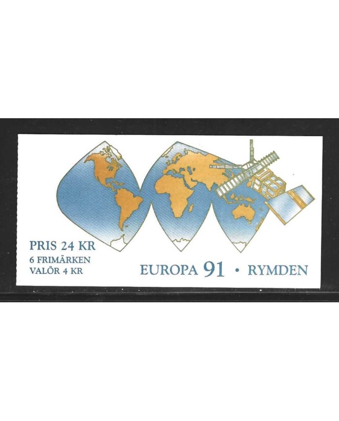 F-EX50062 SWEDEN MNH 1991 EUROPA CEPT SPACE SATELLITE ROCKET BOOKLED.