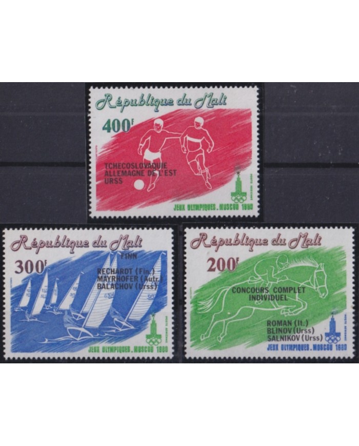 F-EX50233 MALI MNH 1980 OLYMPIC GAMES MOSCOW WINNER SAILING EQUESTRIAN SOCCER FOOTBALL.