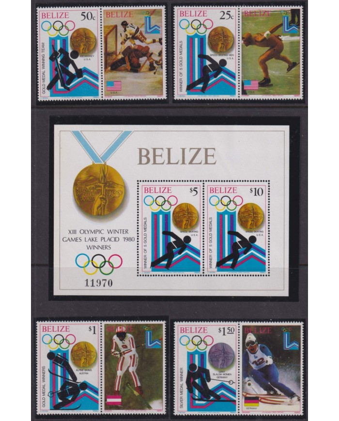 F-EX49814 BELIZE MNH 1980 WINTER OLYMPIC GAMES LAKE SKI SKATING ALPINE SKIING.