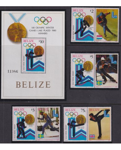 F-EX49814 BELIZE MNH 1980 WINTER OLYMPIC GAMES LAKE SKI SKATING ALPINE SKIING.