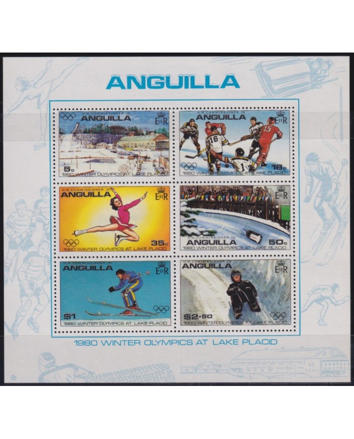 F-EX49815 ANGUILLA MNH 1980 WINTER OLYMPIC GAMES LAKE SKI SKATING SKIING.