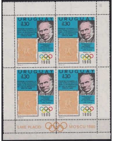 F-EX49809 URUGUAY MNH 1980 OLYMPIC GAMES ROWLAND HILL.