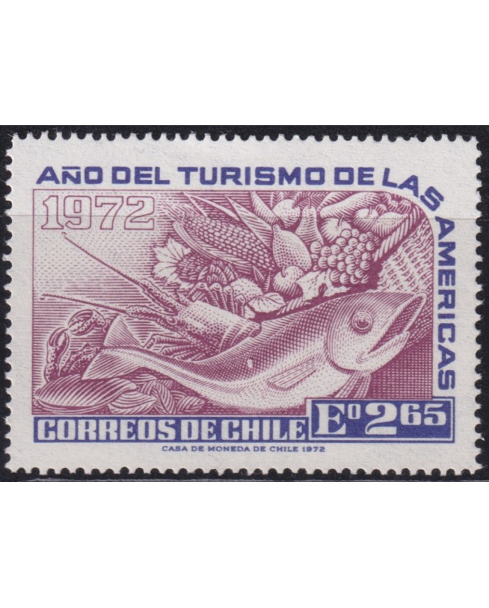 F-EX50188 CHILE MNH 1972 AMERICAN TOURISM YEAR FOOD FRUIT FISH PECES.