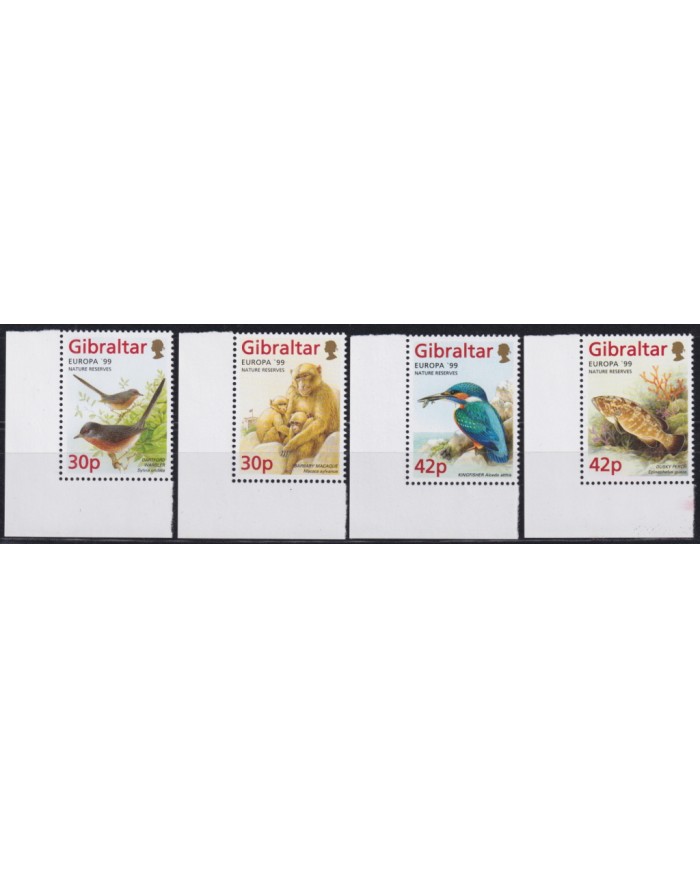 F-EX50154 GIBRALTAR MNH 1999 EUROPE CEPT WILDLIFE BIRD AVES FISH MONKEY & GARDEN.