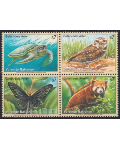 F-EX50185 UNITED NATIONS WIEN MNH 1998 WILDLIFE OWL BIRD BUTTERFLIES BEAR TURTLE.