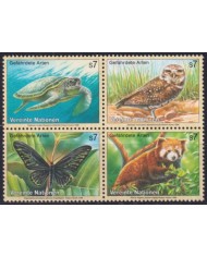 F-EX50185 UNITED NATIONS WIEN MNH 1998 WILDLIFE OWL BIRD BUTTERFLIES BEAR TURTLE.