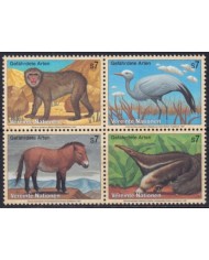 F-EX50183 UNITED NATIONS WIEN MNH 1997 WILDLIFE BIRD HORSE MONKEY.