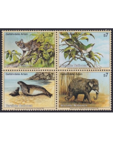 F-EX50182 UNITED NATIONS WIEN MNH 1994 WILDLIFE BIRD SEAL ELEPHANT OZELOT FELINE.