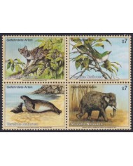 F-EX50182 UNITED NATIONS WIEN MNH 1994 WILDLIFE BIRD SEAL ELEPHANT OZELOT FELINE.