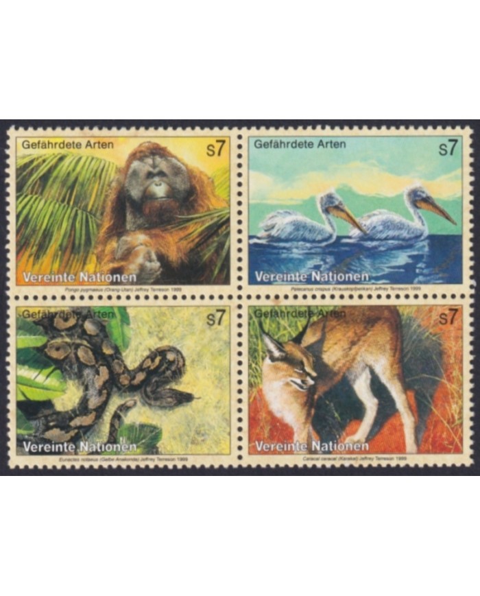 F-EX50180 UNITED NATIONS WIEN MNH 1993 WILDLIFE BIRD PELICAN SNIKE KARAKAL.