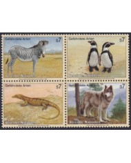 F-EX50179 UNITED NATIONS WIEN MNH 1993 WILDLIFE PENGUIN WOLF ZEBRA LIZARD.