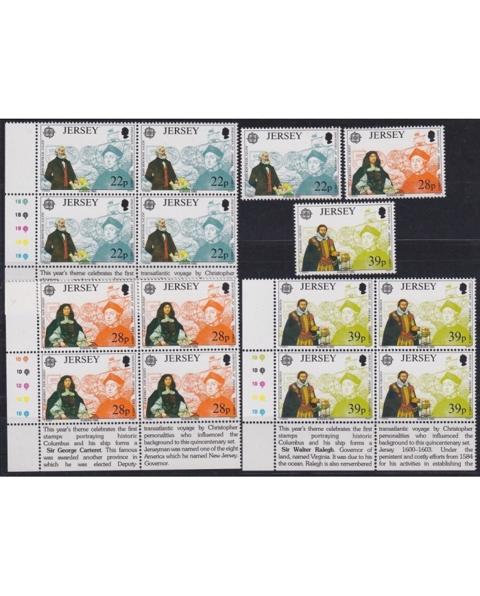 F-EX17894 JERSEY UK ENGLAND MNH DISCOVERY OF AMERICA COLUMBUS COLON  COLON  SHIP