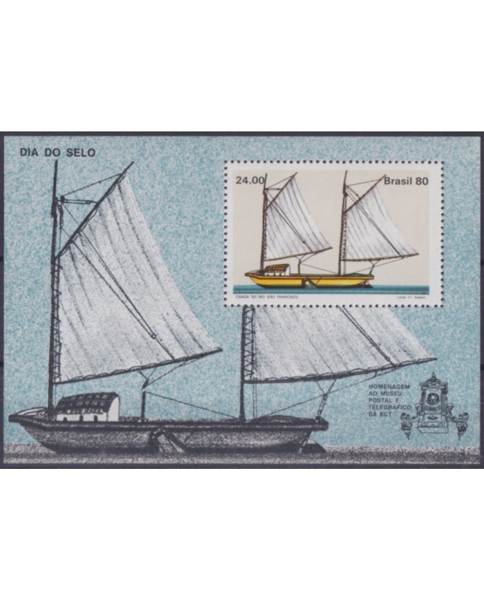 F-EX50204 BRAZIL BRASIL MNH 1980 CANDA SAILING SHIP BOAT POSTAL TELEGRAPH MUSEUM.
