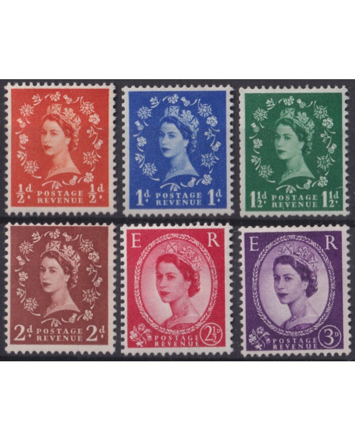 F-EX50252 ENGLAND UK GB 1958 MH QUEEN ELIZABETH WATERMARK SIDEWAYS.