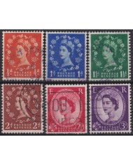 F-EX50263 ENGLAND UK GB 1958 USED QUEEN ELIZABETH WATERMARK SIDEWAYS.