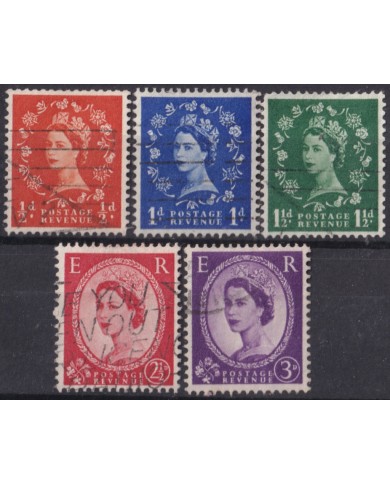 F-EX50267 ENGLAND UK GB 1958 USED QUEEN ELIZABETH INVERTED WATERMARK.