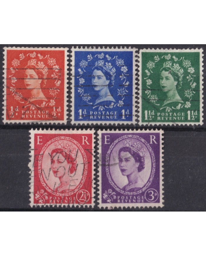 F-EX50267 ENGLAND UK GB 1958 USED QUEEN ELIZABETH INVERTED WATERMARK.