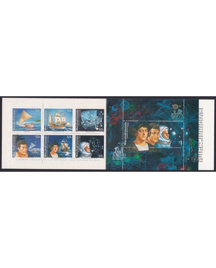 F-EX17898 MARSHALL IS US MNH DISCOVERY OF AMERICA COLUMBUS COLON  COLON  SHIP BLOCK 4.