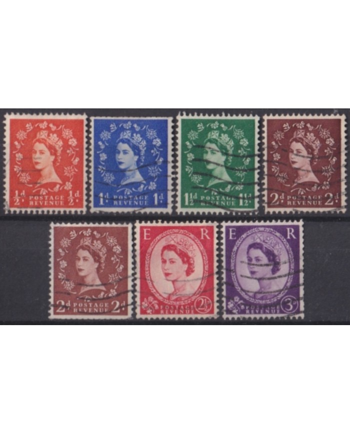 F-EX50273 ENGLAND UK GB 1955 USED QUEEN ELIZABETH WATERMARK INVERTED
