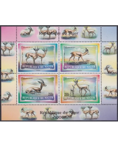 F-EX50374 NIGER MNH 1998 FAUNA WILDLIFE GAZELLA SHEET.