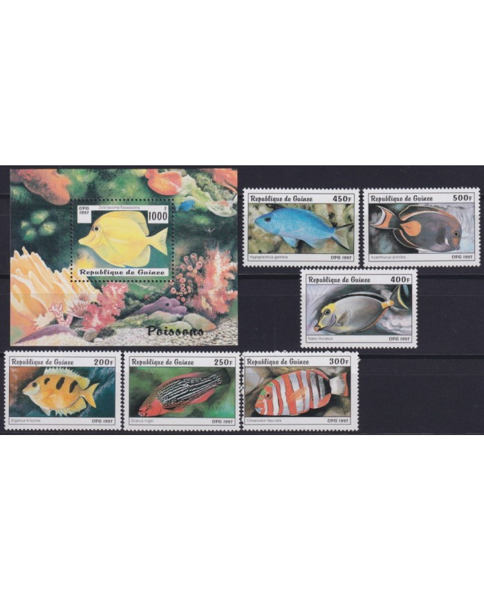 F-EX49819 GUINEE GUINEA MNH 1997 MARINE WILDLIFE PECES FISH REEF CORAL.