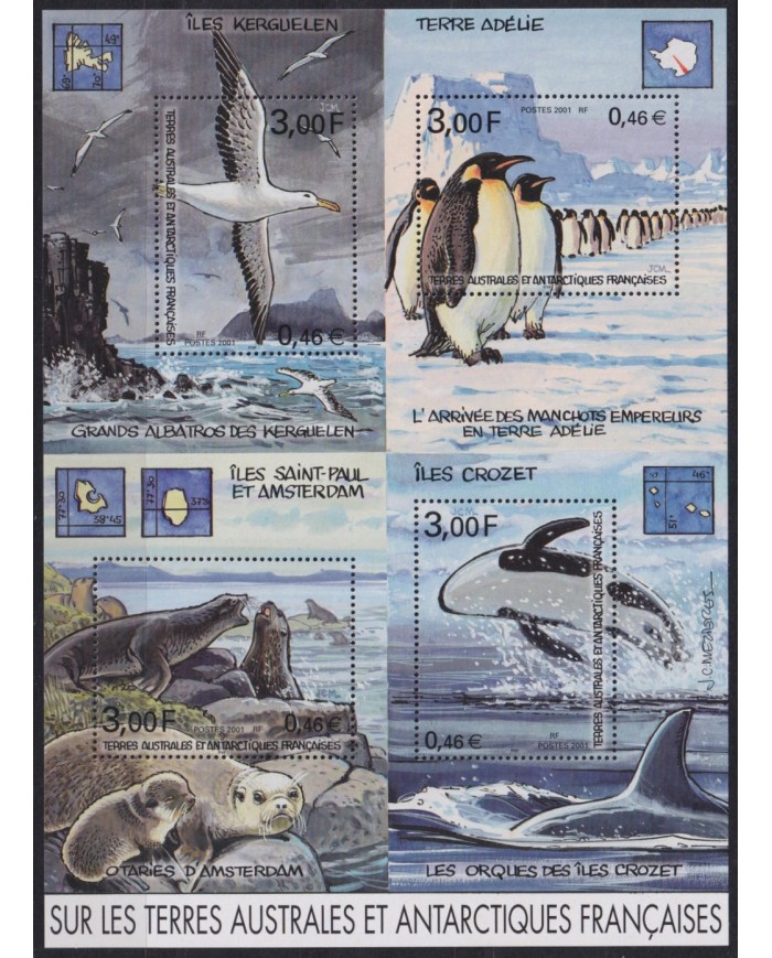 F-EX49832 TAAF FRANCE ANTARCTIC MNH 2001 POLAR PENGUIN WHALE BIRD AVES OISEAUX VÖGEL.