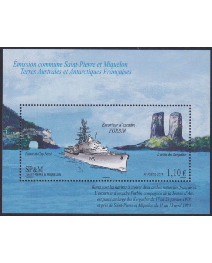 F-EX50368 SAINT PIERRE ET MIQUELON SPM MNH 2011 ESCUADRE FORBIN SHIP BATTLESHIP.