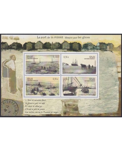 F-EX49842 SAINT PIERRE ET MIQUELON SPM MNH 2009 OLD PHOTO HARBOR SHIP BOATS PHISHING.