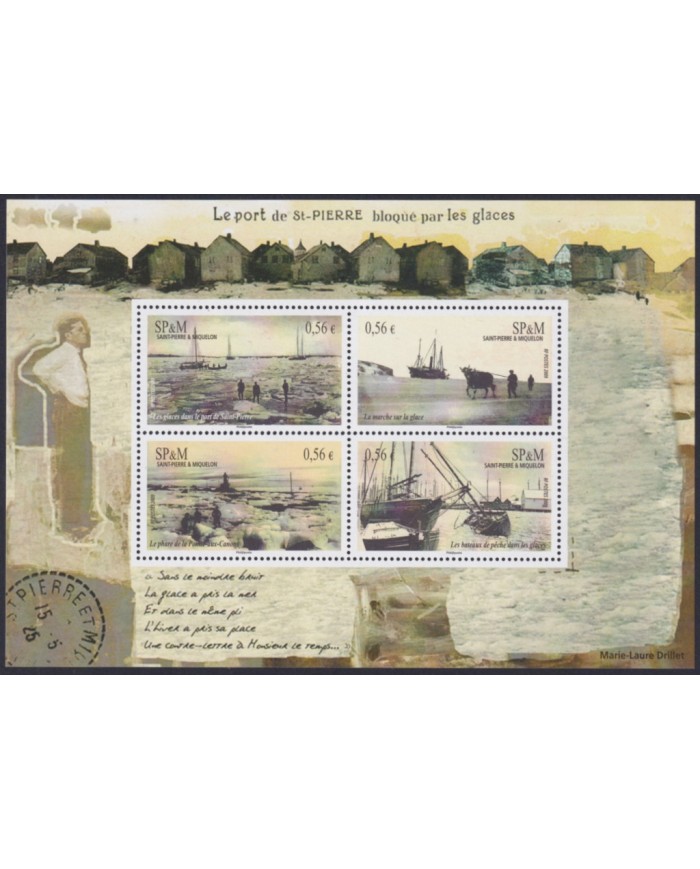 F-EX49842 SAINT PIERRE ET MIQUELON SPM MNH 2009 OLD PHOTO HARBOR SHIP BOATS PHISHING.