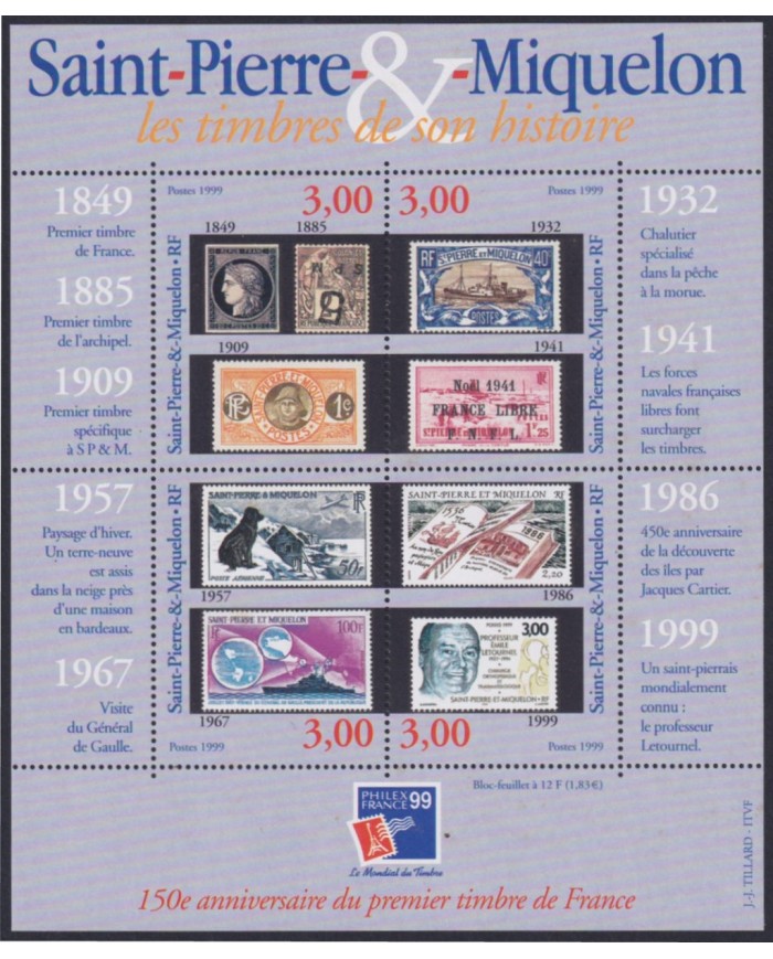 F-EX49847 SAINT PIERRE ET MIQUELON MNH 1999 HISTORIC EVENTS VISIT DE GAULLE.